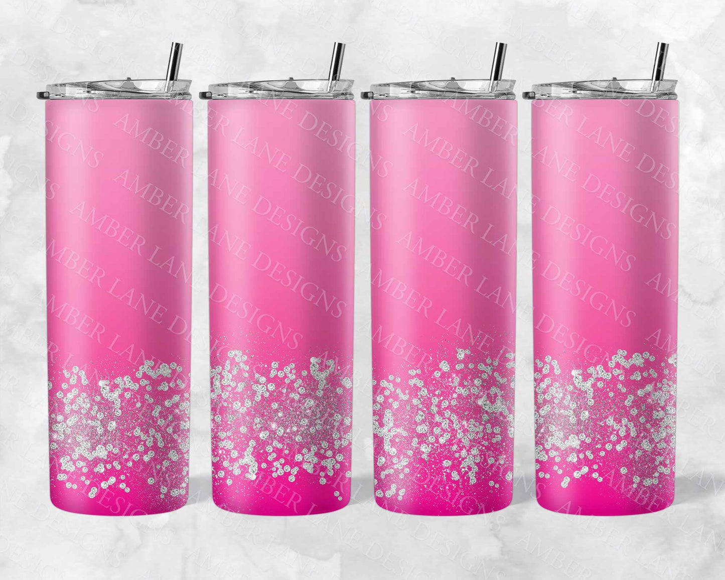 Pink ombre diamonds and glitter  20oz SKINNY TUMBLER straight wrap 1 jpeg file