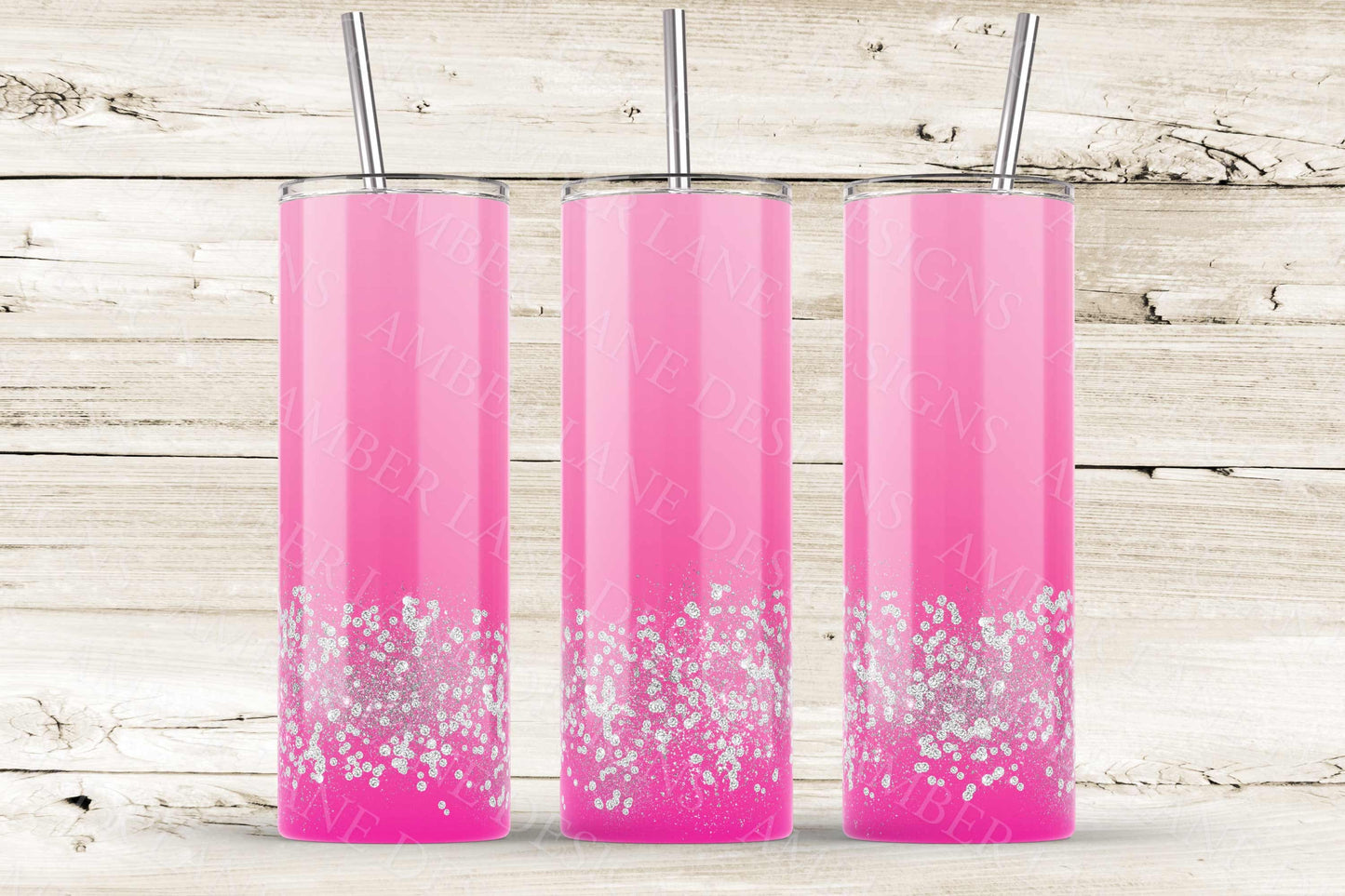 Pink ombre diamonds and glitter  20oz SKINNY TUMBLER straight wrap 1 jpeg file