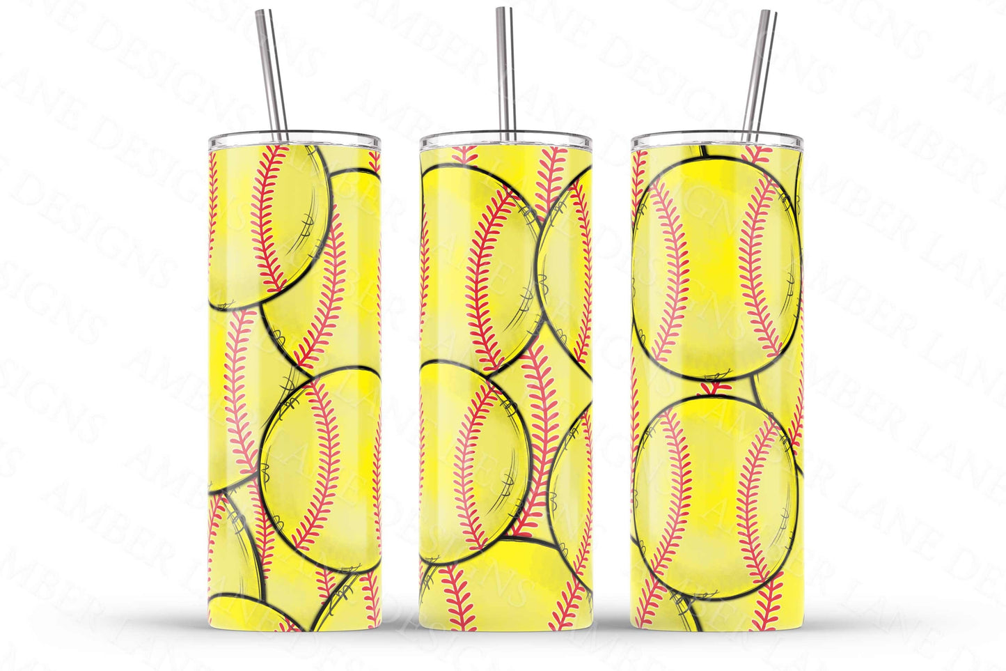 Softball tumbler 20oz SKINNY TUMBLER straight wrap 1 jpeg file