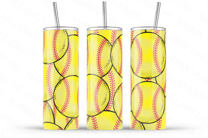 Softball tumbler 20oz SKINNY TUMBLER straight wrap 1 jpeg file