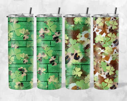 St patrick's four leaf clovers 20oz SKINNY TUMBLER straight wrap bundle 3 jpeg files