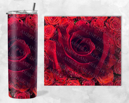 Red Roses 20oz SKINNY TUMBLER straight wrap 3 jpeg files (not seamless)