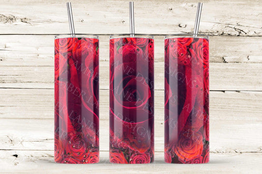 Red Roses 20oz SKINNY TUMBLER straight wrap 3 jpeg files (not seamless)