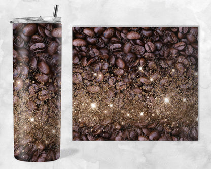 Coffee beans with glitter 20oz SKINNY TUMBLER straight wrap 1 jpeg file
