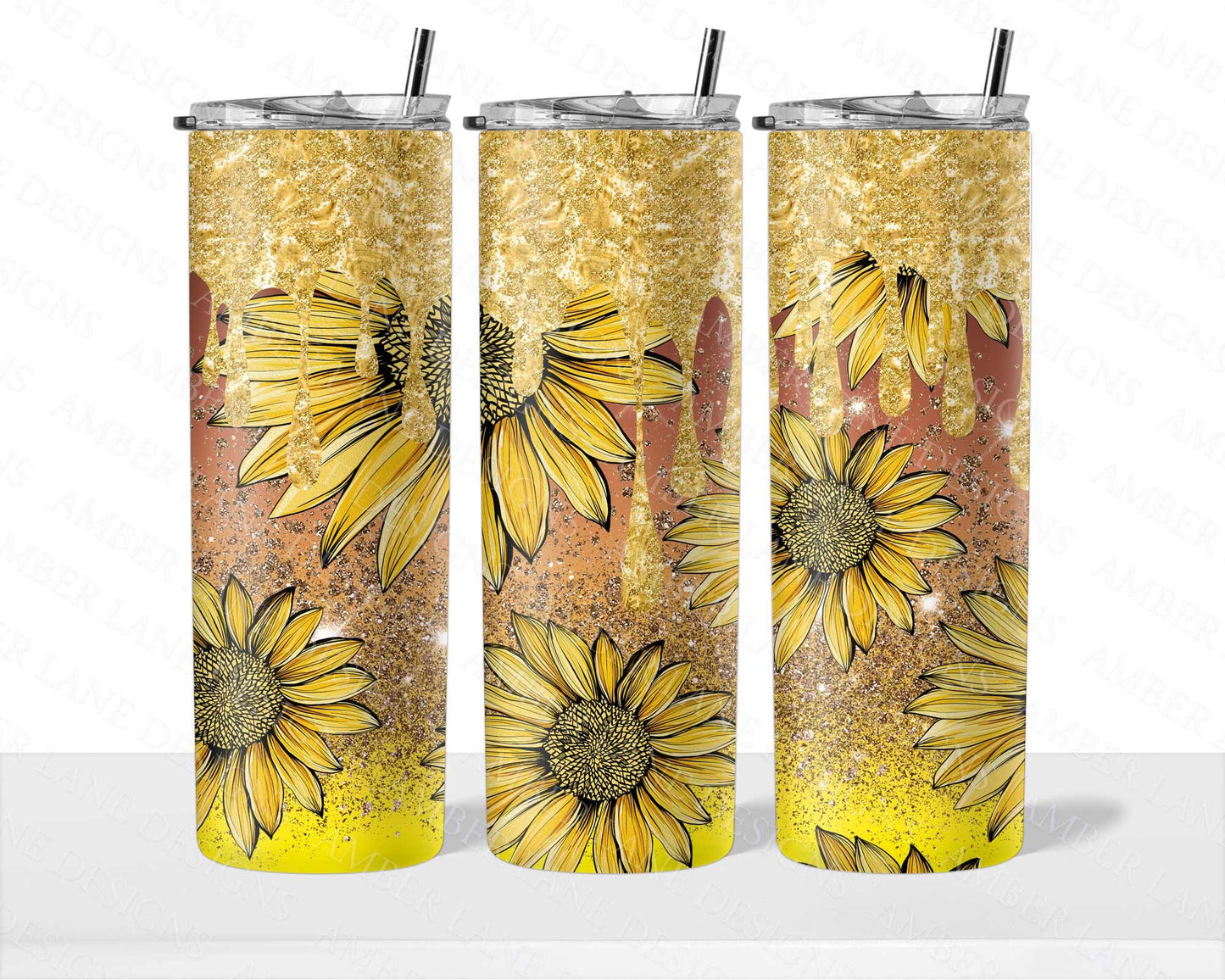 Sunflower Serenity: 20oz Skinny Tumbler in Straight Elegance Golden Bloom Bliss Harvest Sunshine Petals and Sips ields of Gold 1 jpeg file