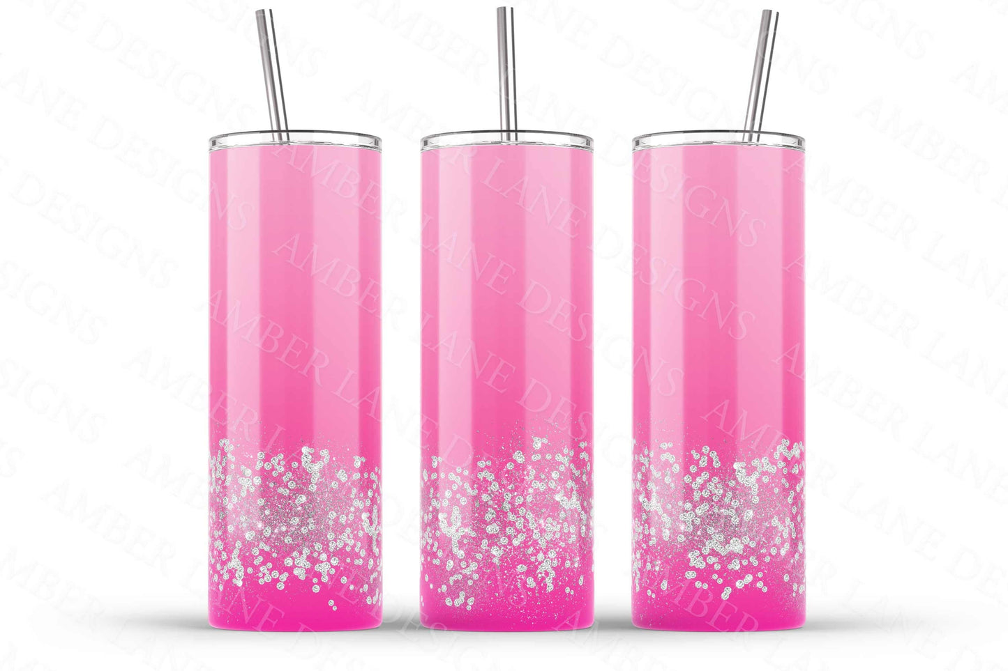 Pink ombre diamonds and glitter  20oz SKINNY TUMBLER straight wrap 1 jpeg file