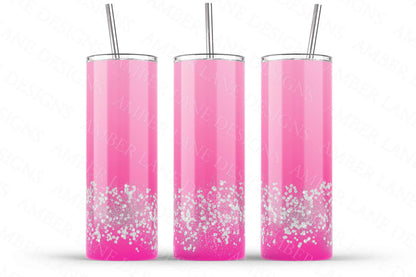 Pink ombre diamonds and glitter  20oz SKINNY TUMBLER straight wrap 1 jpeg file