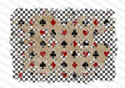Playing Cards with retro checkered background PNG file