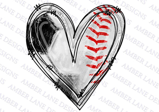 Half baseball half soccer ball  heart png file