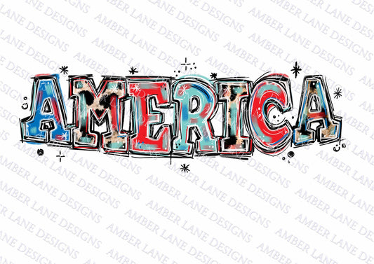 America Patriotic handwritten font png file