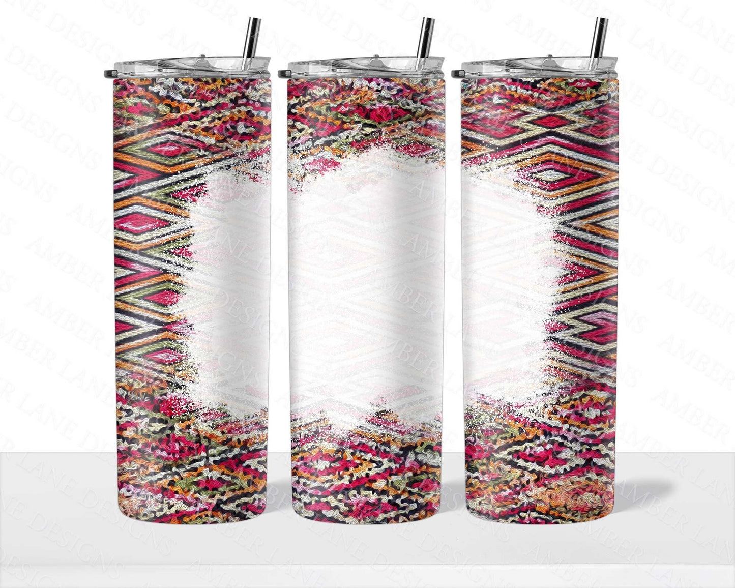 Embroidery 20oz SKINNY TUMBLER straight wrap 2 jpeg files with and without bleach