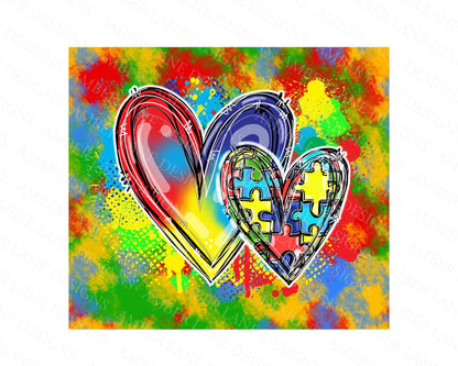 Autism Hearts Heartfelt Spectrum: Autism Hearts Seamless 20oz Tumbler Heartbeat of Acceptance  Unending Affection Boundless Love Acceptance