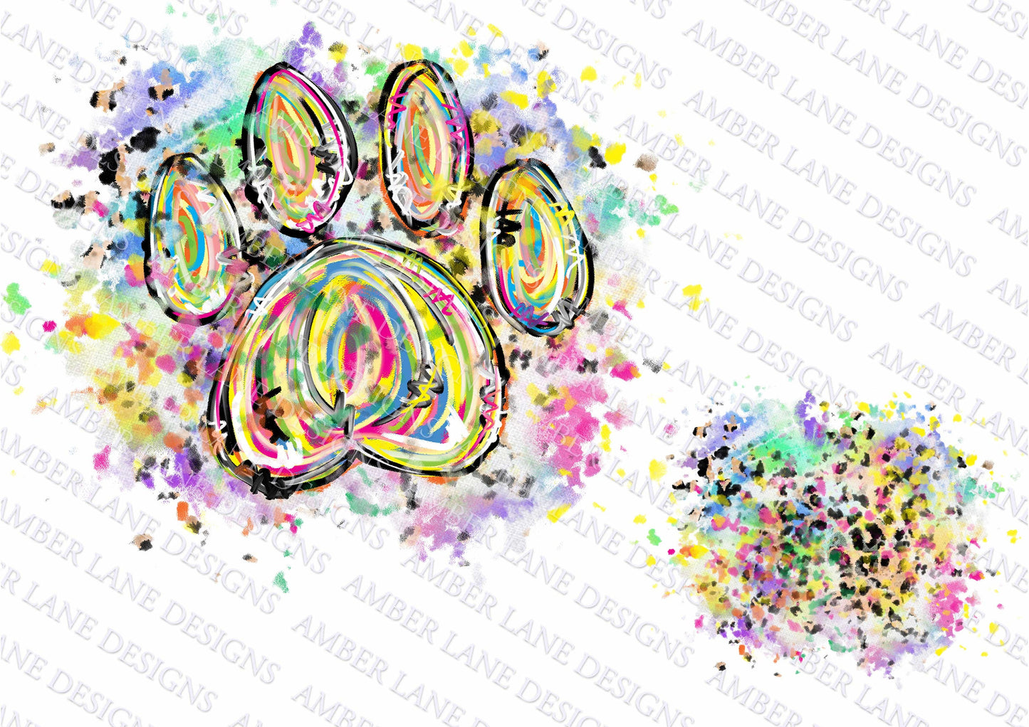 Paw print with tie dye leopard with free patch 2 png files