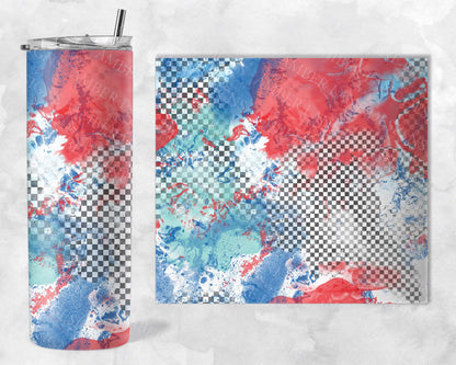 Red White and blue USA checks Alcohol ink tumbler 20oz SKINNY TUMBLER straight wrap 1 jpeg file