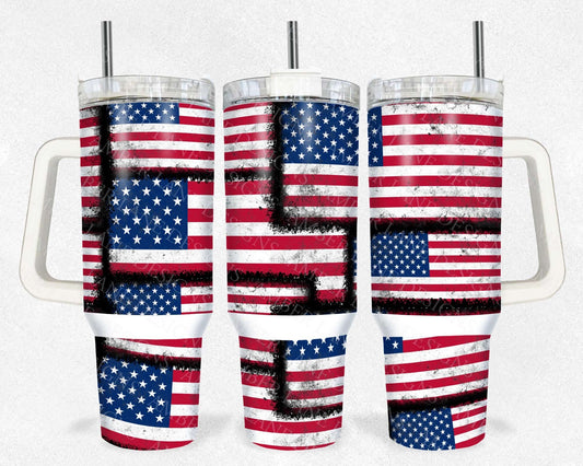 American Grunge Flag USA 40oz TUMBLER Two Piece tumbler sublimation wrap png digital files