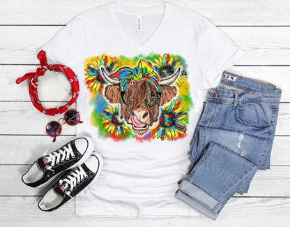 Autism Highland Cow bandana and glasses PNG file