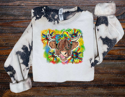 Autism Highland Cow bandana and glasses PNG file