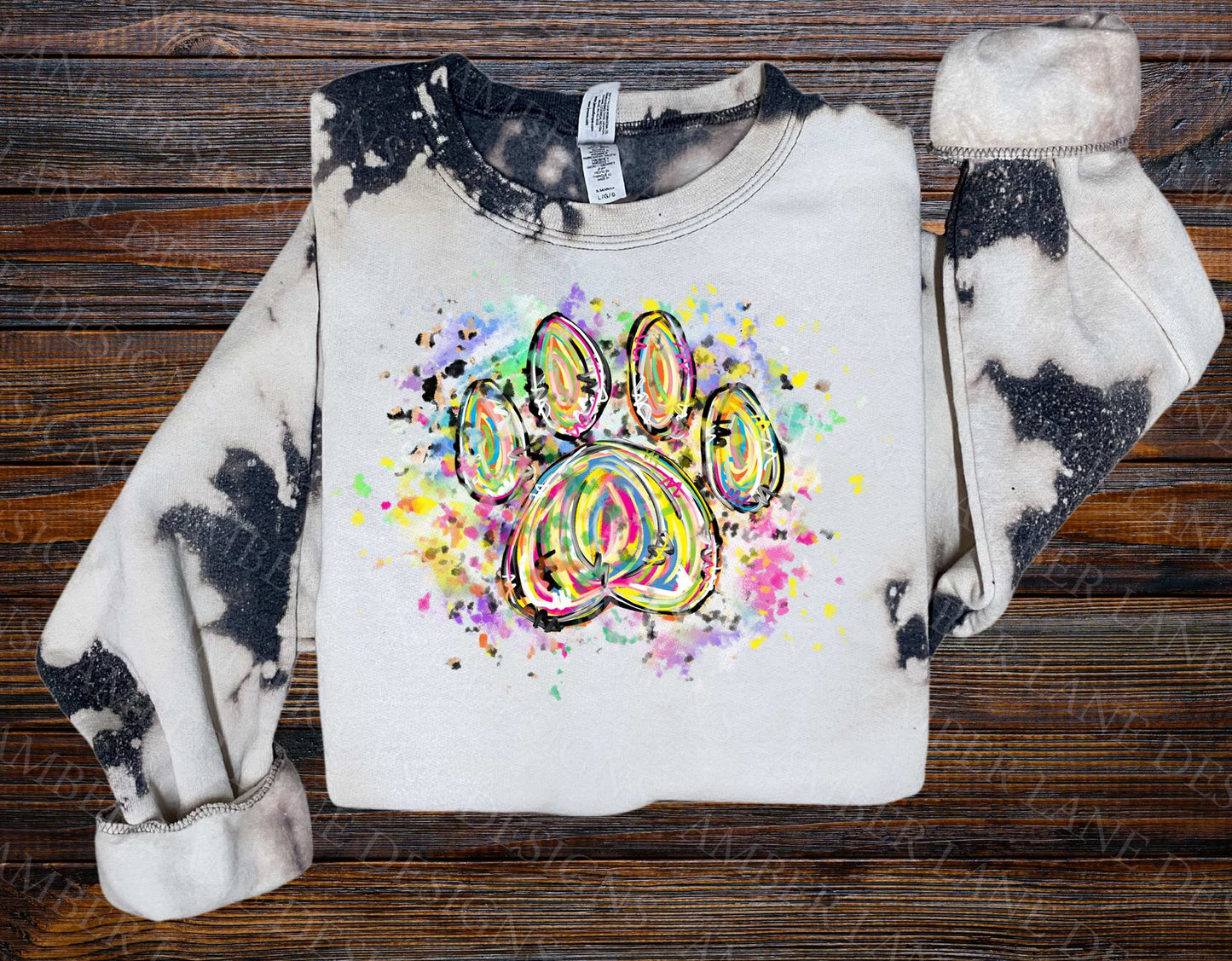 Paw print with tie dye leopard with free patch 2 png files