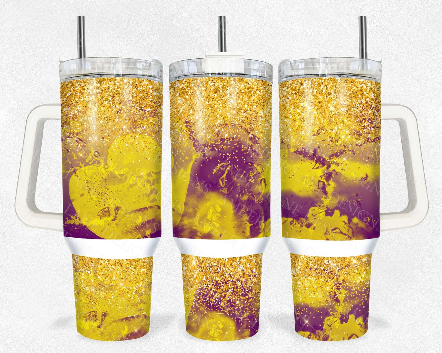 Purple and Gold inks with glitter 40oz TUMBLER Two Piece tumbler sublimation wrap png digital files