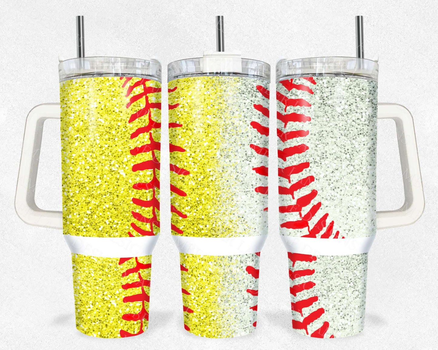 Softball Baseball Laces Glitter 40oz TUMBLER Two Piece tumbler sublimation wrap png digital files