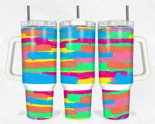 Tropical Brush strokes 40oz TUMBLER Two Piece tumbler sublimation wrap png digital files