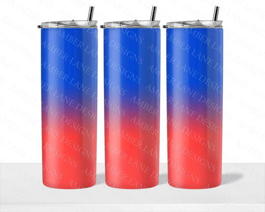 Blue Red gradient tumbler  20oz SKINNY TUMBLER straight wrap 1 jpeg file