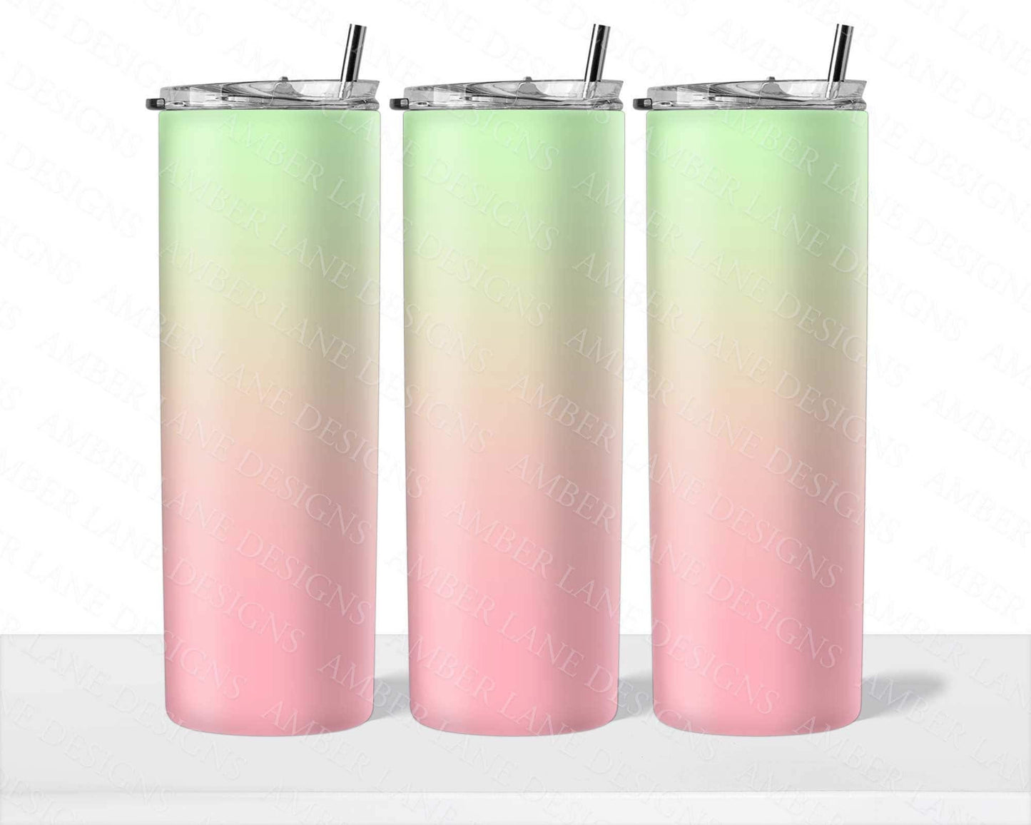Pale watermelon gradient tumbler in  Pink and green 20oz SKINNY TUMBLER straight wrap 1 jpeg file