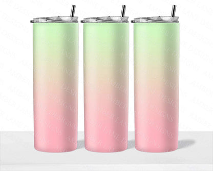 Pale watermelon gradient tumbler in  Pink and green 20oz SKINNY TUMBLER straight wrap 1 jpeg file