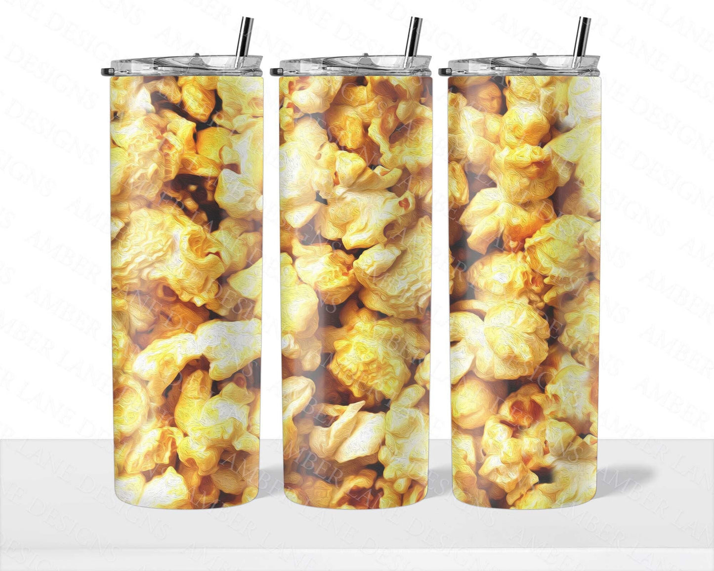 Popcorn  20oz seamless SKINNY TUMBLER straight wrap 1 jpeg file