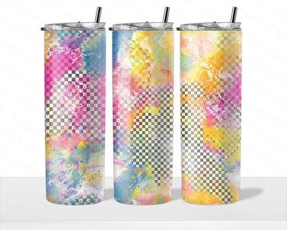 Retro checks rainbow Alcohol ink tumbler 20oz SKINNY TUMBLER straight wrap 1 jpeg file