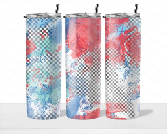 Red White and blue USA checks Alcohol ink tumbler 20oz SKINNY TUMBLER straight wrap 1 jpeg file