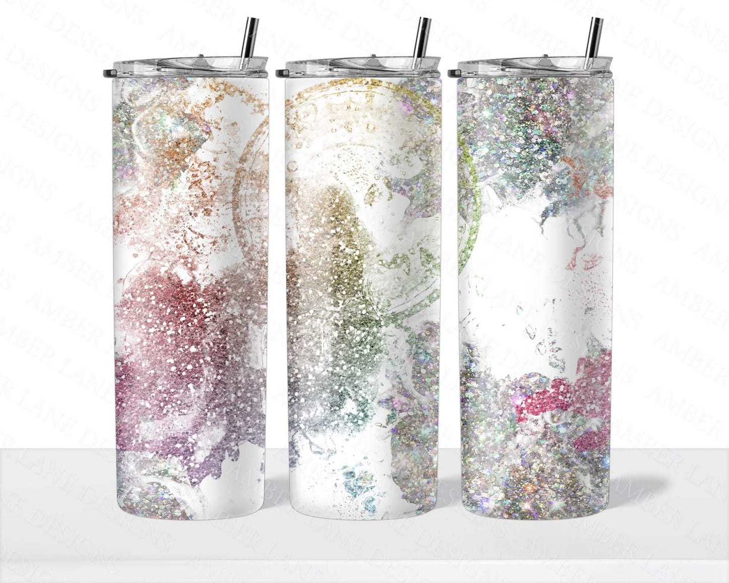 Glitter blobs ink tumbler 20oz SKINNY TUMBLER straight wrap 1 jpeg file (white Background)