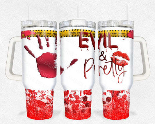 Crime Scene Evil and Pretty 40oz TUMBLER Two Piece tumbler sublimation wrap png digital files