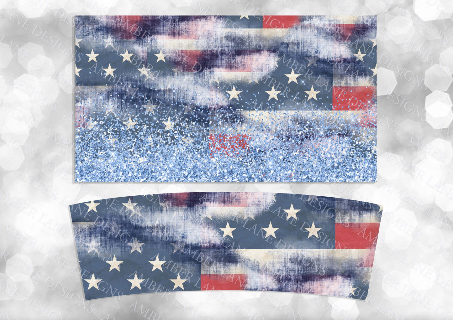 USA tie dye glitter 40oz TUMBLER Two Piece tumbler sublimation wrap png digital files