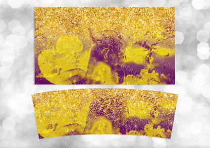 Purple and Gold inks with glitter 40oz TUMBLER Two Piece tumbler sublimation wrap png digital files
