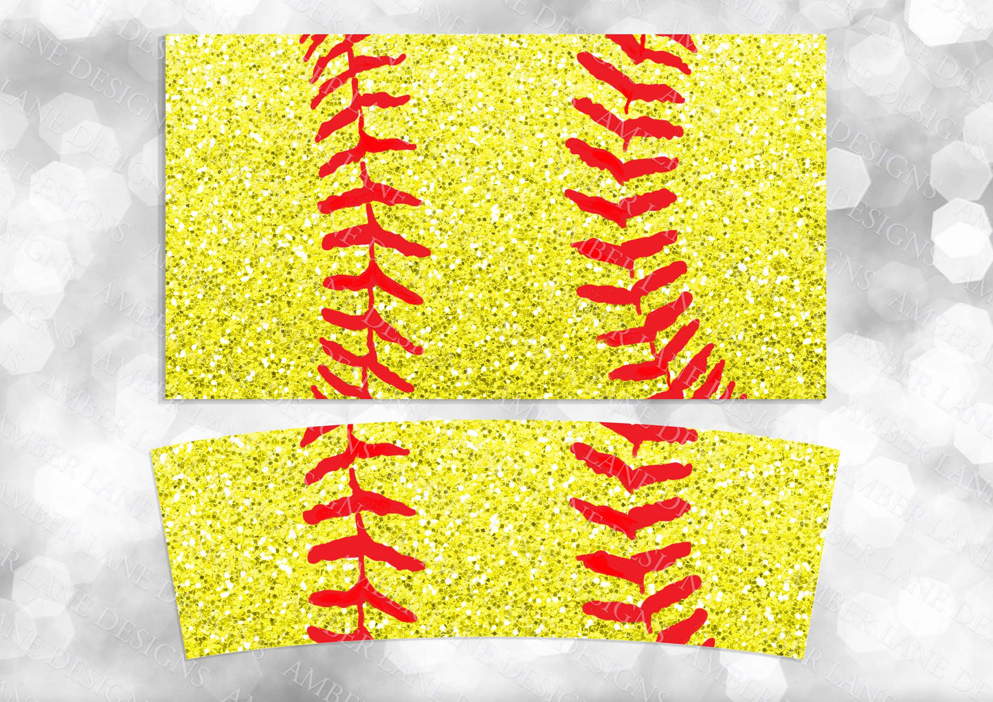 Softball Laces Glitter 40oz TUMBLER Two Piece tumbler sublimation wrap png digital files