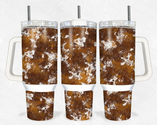 Cow print in brown and white 40oz TUMBLER Two Piece tumbler sublimation wrap png digital files