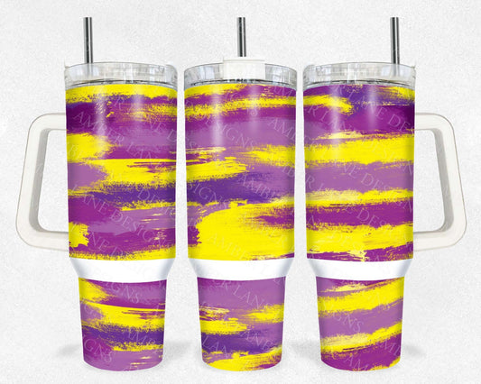 Purple and Yellow Brushstrokes 40oz TUMBLER Two Piece tumbler sublimation wrap png digital files