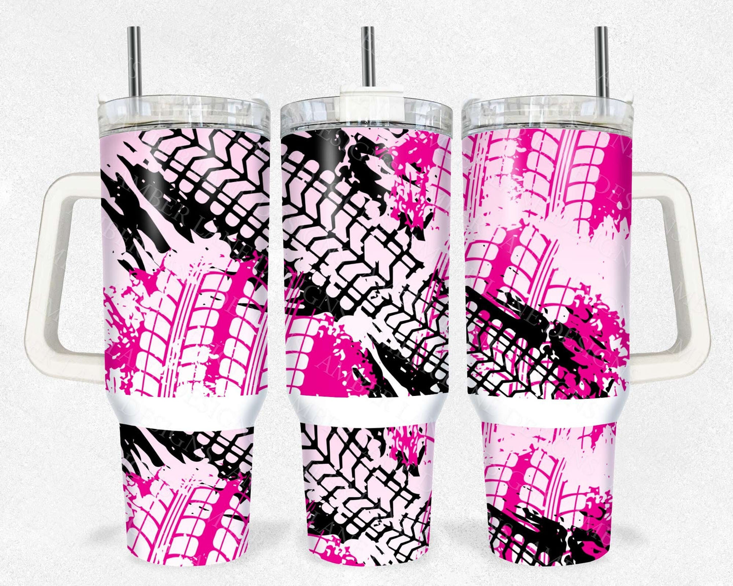 Pink Dirt Tracks 40oz TUMBLER Two Piece tumbler sublimation wrap png digital files