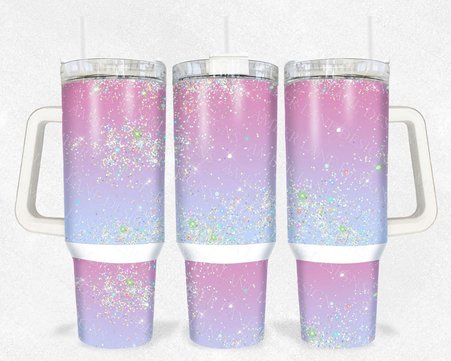 Purple Blue Glitter Ombre 40oz TUMBLER Two Piece tumbler sublimation wrap png digital files