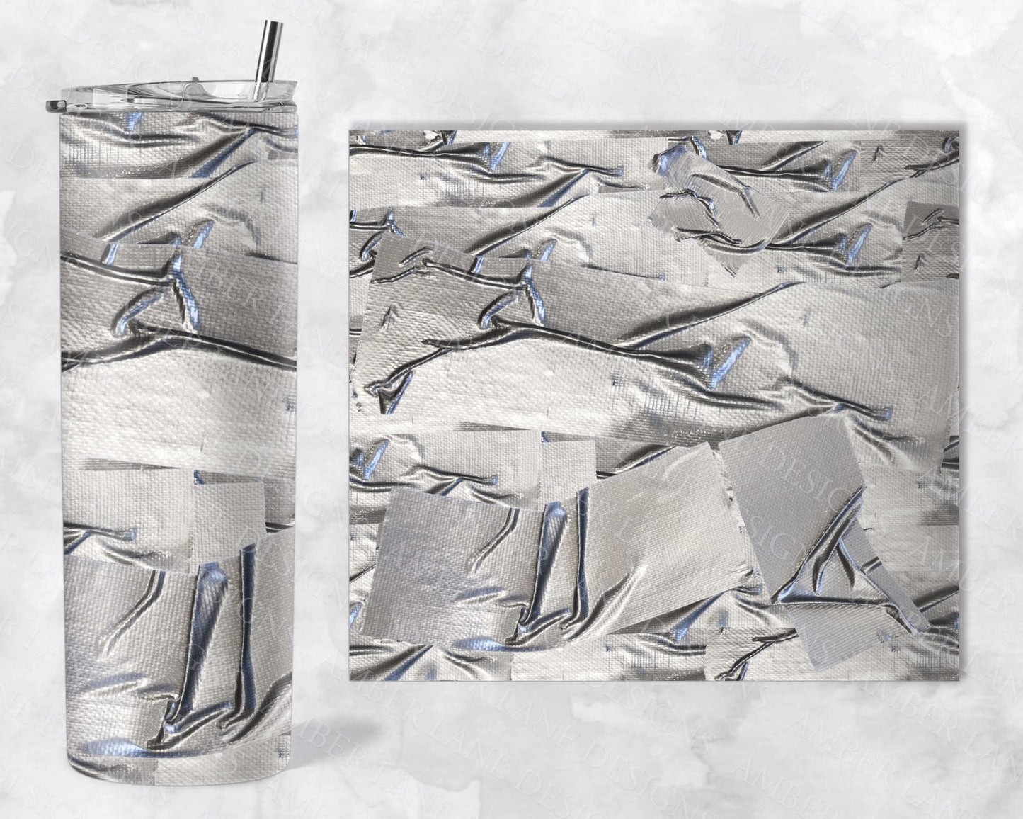 Silver sticky tape tumbler  20oz SKINNY TUMBLER straight wrap 1 jpeg file