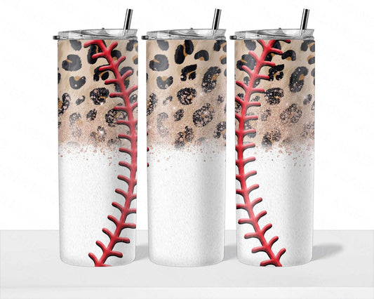 Baseball Cheetah glitter laces tumbler 20oz SKINNY TUMBLER straight wrap 1 jpeg file