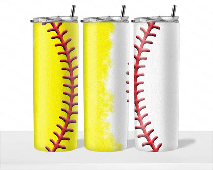 Softball baseball laces tumbler 20oz SKINNY TUMBLER straight wrap 2 jpeg files