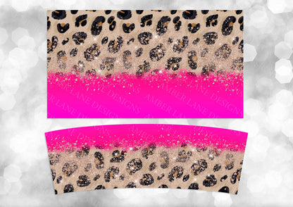 Hot pink Cheetah and glitter 40oz TUMBLER Two Piece tumbler sublimation wrap png digital files