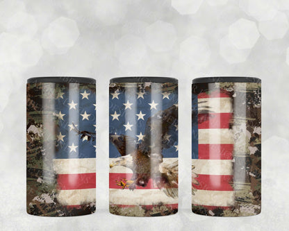 Eagle USA Flag and Camouflage 4in1 Can Cooler Sublimation Wrap 1 jpeg file