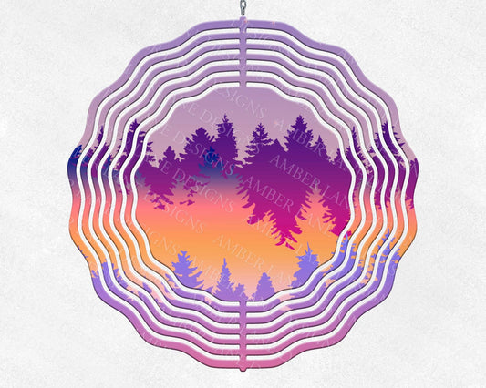 Forset Trees Silhouette night sky wind spinner to fit 10" x 10" png file