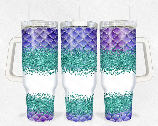 Mermaid Glitter 40oz TUMBLER Two Piece tumbler sublimation wrap png digital files