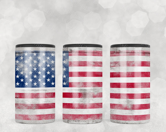 USA Flag grunge watercolor 4in1 Can Cooler Sublimation Wrap 1 jpeg file