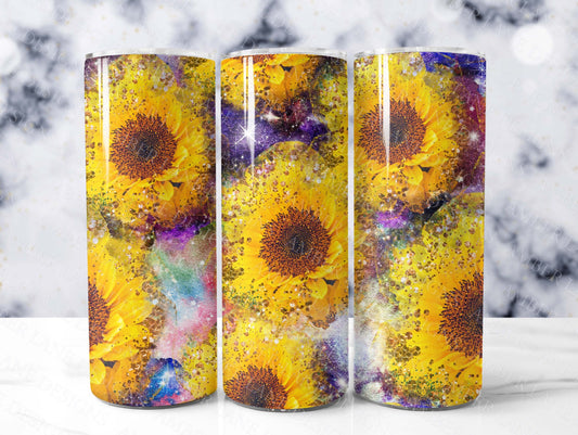 Sunflower galaxy 20oz SKINNY TUMBLER straight wrap 1 jpeg file