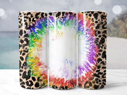 Tropical Fusion Tumbler: Tie-Dye, Cowhide, Leopard Delight Exotic Sipper Groovy Jungle Vibes Fierce Flair Pattern Parade
